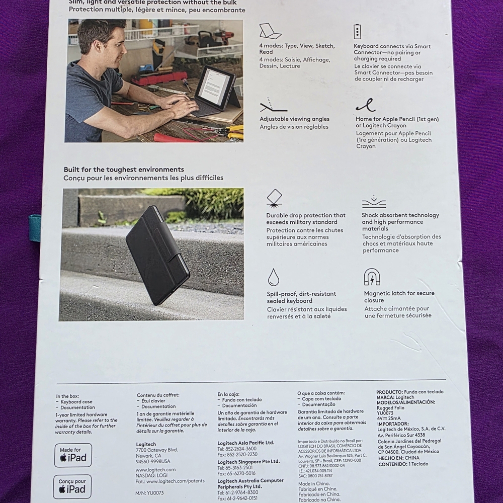 Logitech Rugged Folio for iPad  (7th and 8th Generation) - Graphite Openbox - Picture 2 of 8